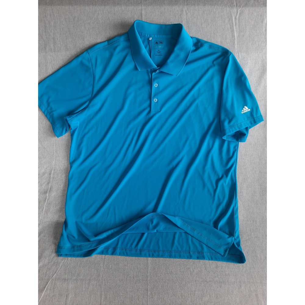 Adidas‎ Golf Mens 2XL Puremotion Short Sleeve Polo Shirt Teal Blue Three Button